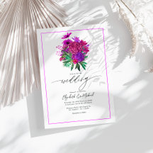 Convite de Casamento Foto QR Code Vibrante Fuchsia