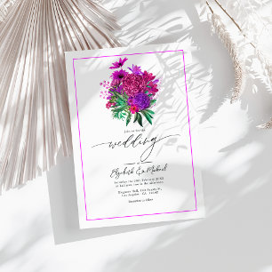 Convite de Casamento Foto QR Code Vibrante Fuchsia