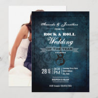 Convite de Casamento Foto Retro Vintage Rock n Rol