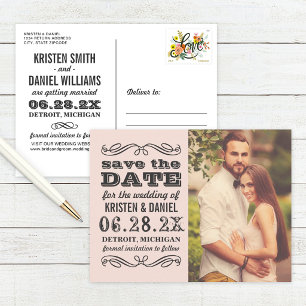 Convite de casamento foto rosa Save the Date