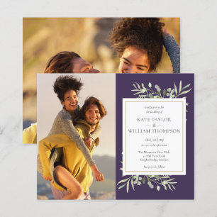 Convite de Casamento Foto Roxo Verde Orçamento