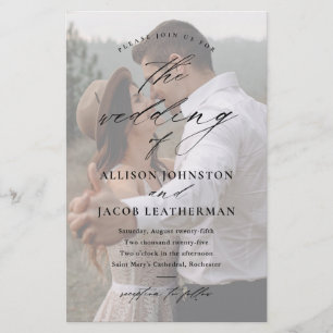 Convite de Casamento Foto Script Elegante Orçament