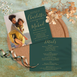 Convite de Casamento Foto Verde Dourado Orçamento