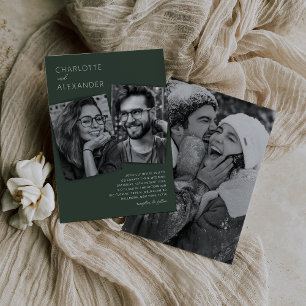 Convite de Casamento Foto Verde Musgo Moderno