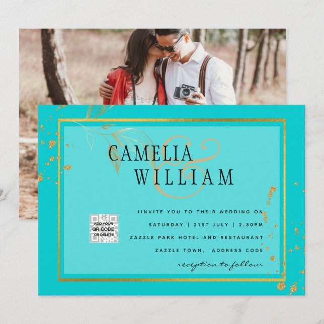 Convite de Casamento FOTOGRAFIA BARATA Save the Da (Frente/Verso)