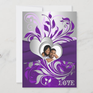 Convite de casamento Fotográfico de Prata Roxo
