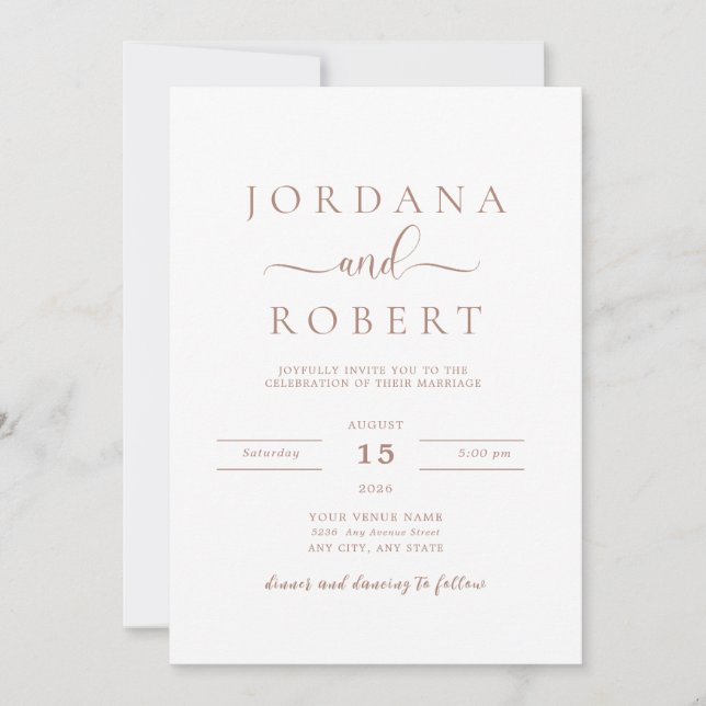Convite de Casamento Fotográfico Minimalista (Frente)