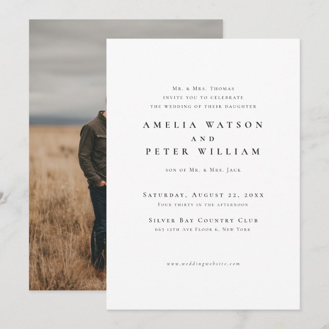 Convite de Casamento Fotográfico Minimalista Forma (Frente/Verso)