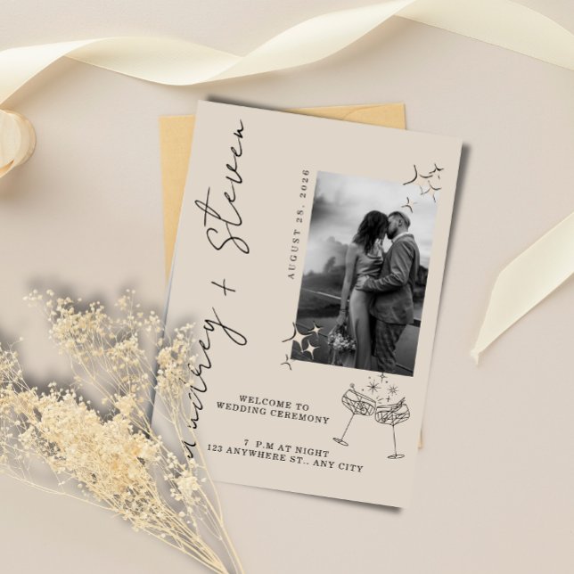 Convite de Casamento Fotográfico Minimalista Moder (Criador carregado)