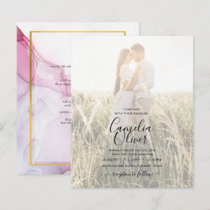 CONVITE DE CASAMENTO FOTOGRÁFICO TINTA Rosa Roxo L