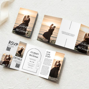 Convite de Casamento Fotográfico Trifold Minimalis