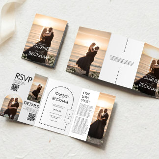 Convite de Casamento Fotográfico Trifold Minimalis