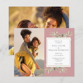 Convite de Casamento Fotos Verde Musgo Bege Orçame