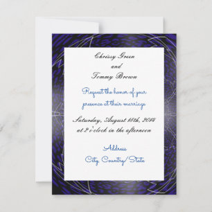 Convite de Casamento Fractal Azul Moderno