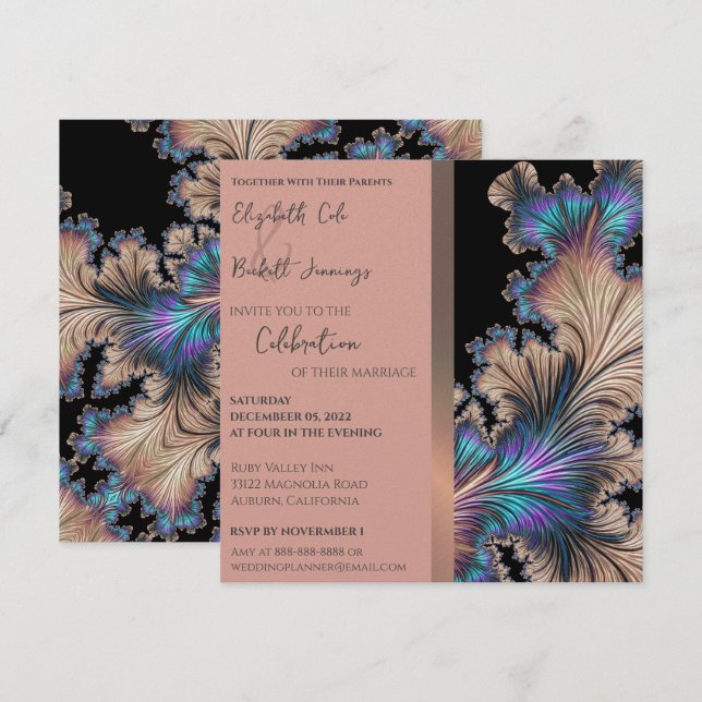 Convite de Casamento Fractal Chic (Frente/Verso)