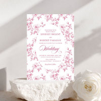 Convite de Casamento Francês Toile de Jouy Rosas R