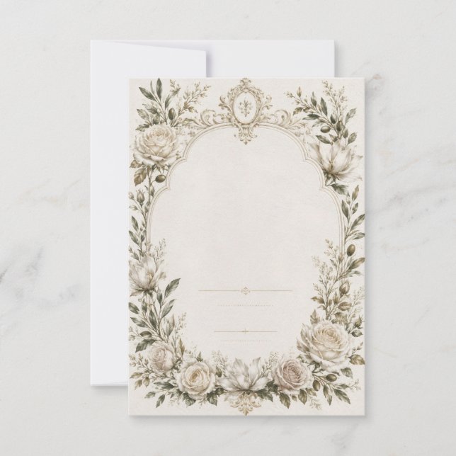 Convite de Casamento Francês Vintage (Frente)