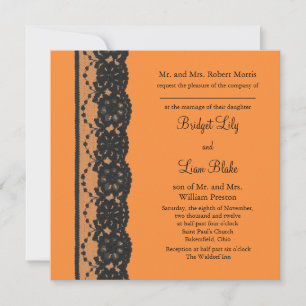 Convite de Casamento French Lace 2 (laranja)