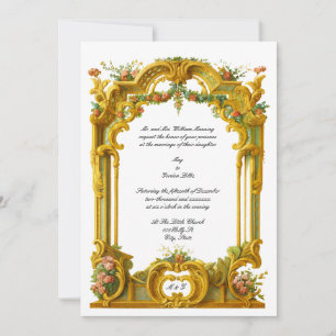 Convite de Casamento Fronteira Cor Estilo Rococó B