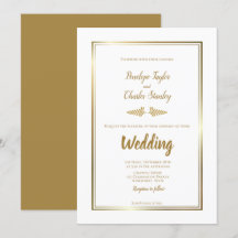 Convite de Casamento Fronteira Dourada Elegante