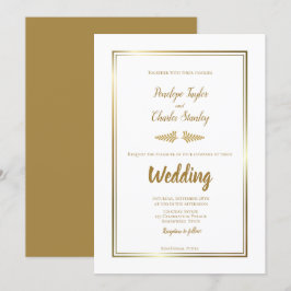 Convite de Casamento Fronteira Dourada Elegante