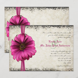 Convite de Casamento Fuchsia Gerber Daisy