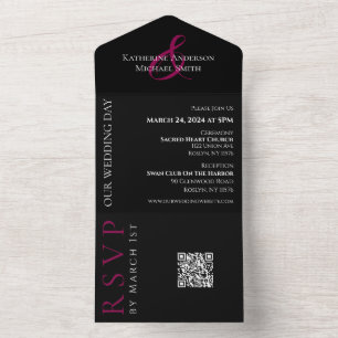 Convite de Casamento Fuchsia Orchids Tudo em Um