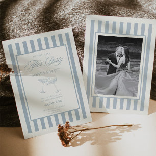 Convite de Casamento Fuga de Casal Old Money Azul