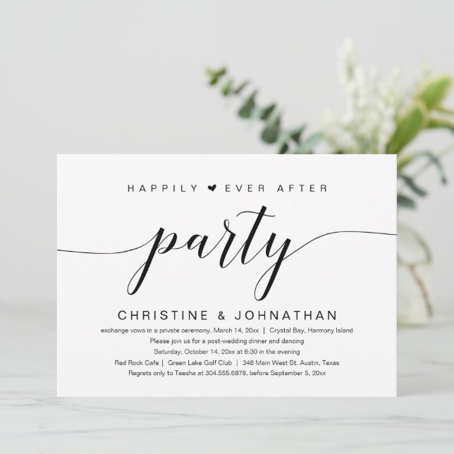 Convite de Casamento Fuga Romântica Feliz para Sem (Em pé/Frente)