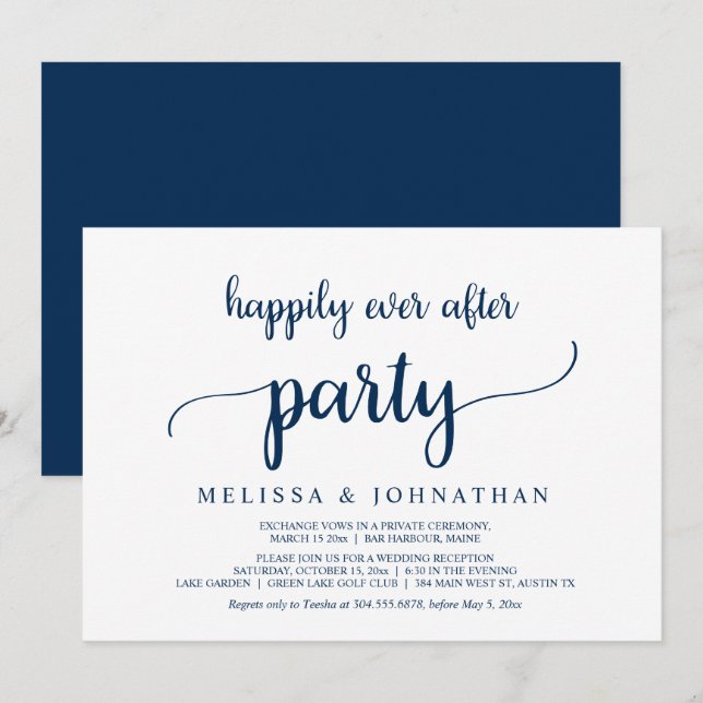 Convite de Casamento Fuga Romântica Festa Felizes  (Frente/Verso)