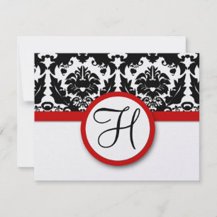 Convite de Casamento Funky & Fun Preto Damasko com