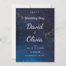 Convite de Casamento Futurístico Azul