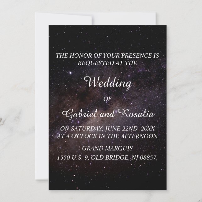 Convite de Casamento Galáxia Céu Estrelado Noturno (Frente)