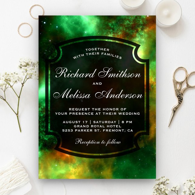 Convite de Casamento Galáxia Espaço Aglomerados de (Criador carregado)
