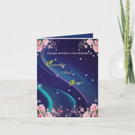 Convite de Casamento Galáxia Floral Romântico