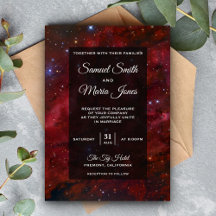 Convite de Casamento Galáxia Marrom Nebulosa Espac