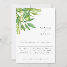 Convite de Casamento Galho de Oliveira Toscano