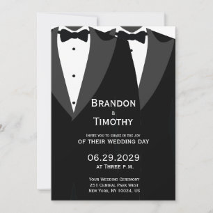 Convite de Casamento Gay Elegante Black Tie
