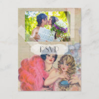 Convite de Casamento Gay Lésbico Francês Vintage c