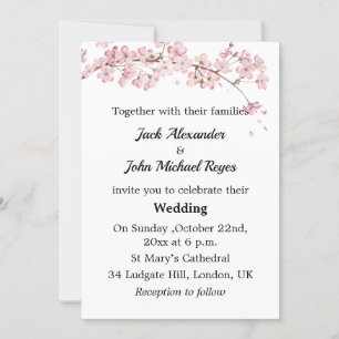 Convite de Casamento Gay Minimalista com Flor de C