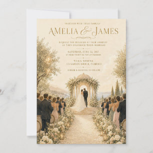 Convite de Casamento Gazebo Aquarela Elegante