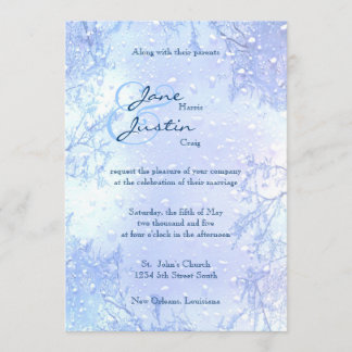 convite de casamento gelado elegante do azul de