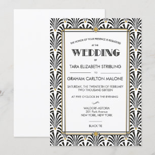 Convite de Casamento Geométrico Art Deco Gatsby