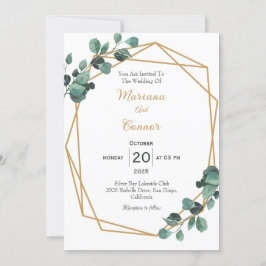 Convite de Casamento Geométrico Dourado com Vegeta