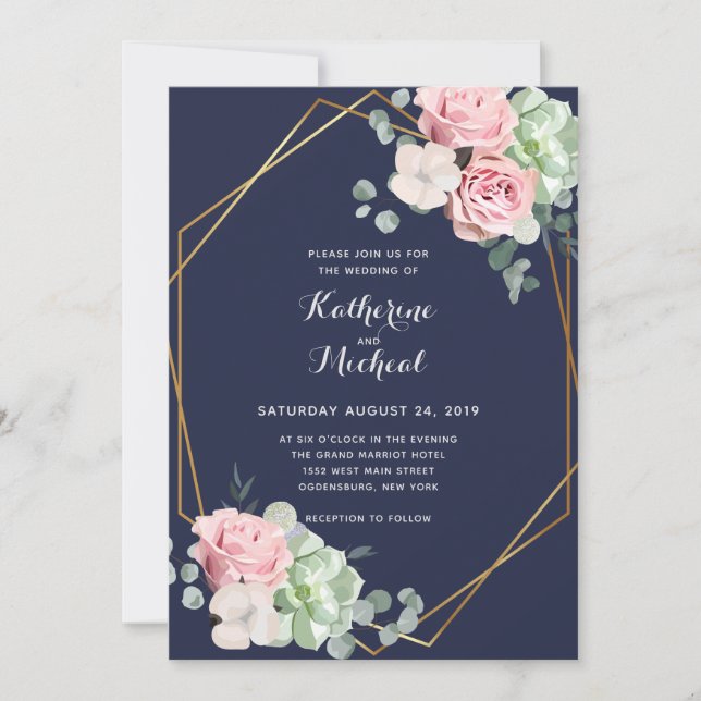 Convite de casamento geométrico Eucalyptus floral (Frente)