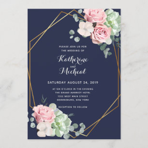 Convite de casamento geométrico Eucalyptus floral