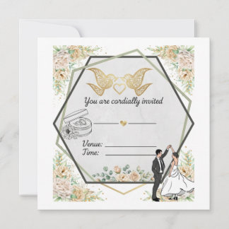 Convite de Casamento Geométrico Floral Elegante