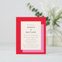 Convite de Casamento Geométrico Ousado Rosa Vermel