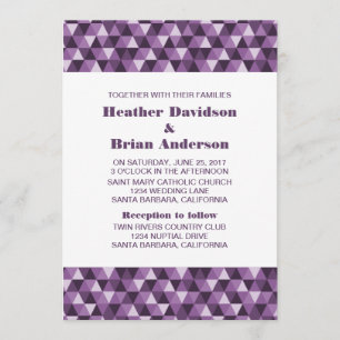 Convite de casamento geométrico roxo dos
