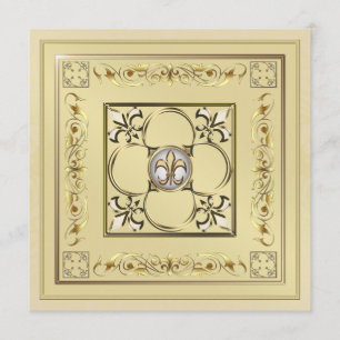 Convite De Casamento Gilad Dourado Fleur De Lis